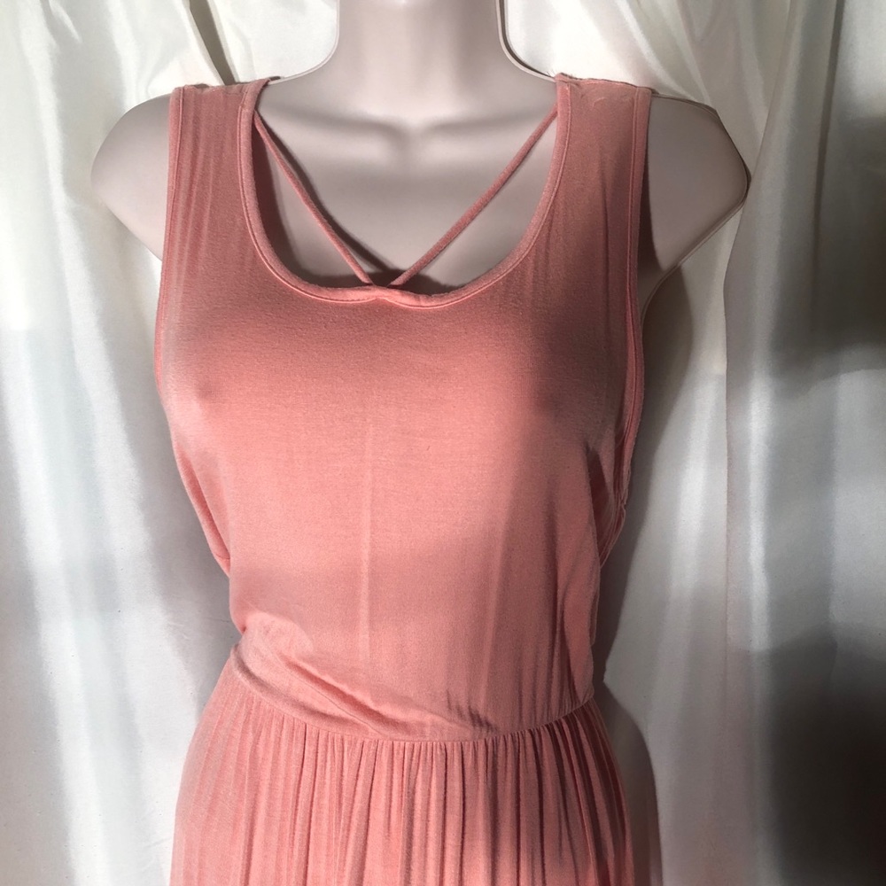NWOT, long T dress with neckline interest